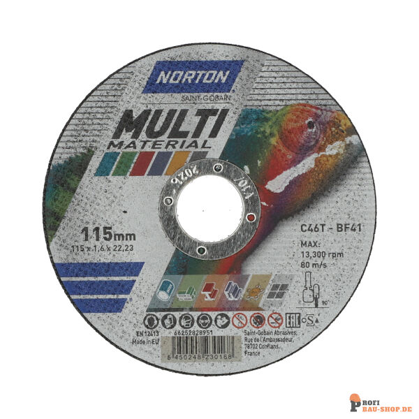 nortonschleifmittel/NORTON_schleifmittel_66252828951 Norton MULTI PURPOSE for Right-Angle Grinder Ultra Thin Cut-Off on MULTIPURPOSE 115x1.6x22.23 GRIT 46_133209